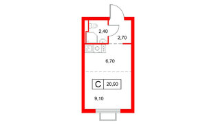 Квартира в ЖК Янинский Лес, студия, 20.9 м², 11 этаж