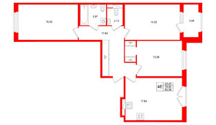Квартира в ЖК Дубровский, 3 комнатная, 78.8 м², 4 этаж