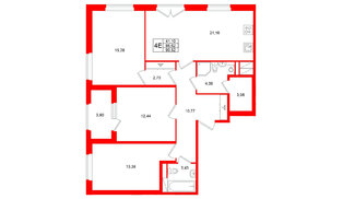 Квартира в ЖК Дубровский, 3 комнатная, 86.62 м², 2 этаж