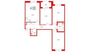 Квартира в ЖК Дубровский, 3 комнатная, 79.62 м², 1 этаж