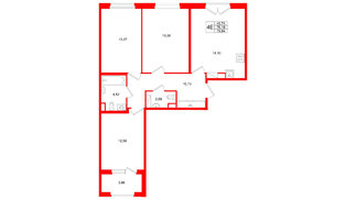 Квартира в ЖК Дубровский, 3 комнатная, 76.18 м², 4 этаж