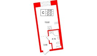 Квартира в ЖК «Бульвар Грина», студия, 21.37 м², 15 этаж