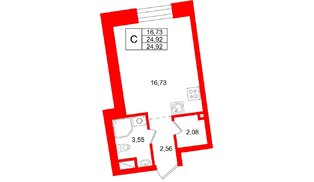 Квартира в ЖК «Бульвар Грина», студия, 24.92 м², 5 этаж
