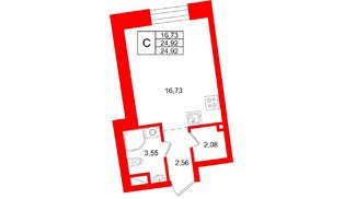 Квартира в ЖК «Бульвар Грина», студия, 24.92 м², 9 этаж