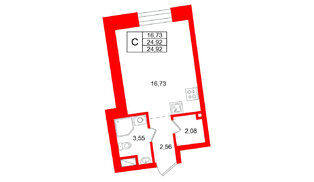 Квартира в ЖК «Бульвар Грина», студия, 24.92 м², 11 этаж