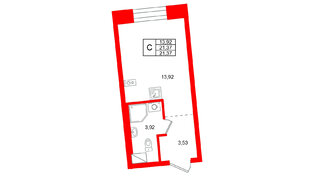 Квартира в ЖК «Бульвар Грина», студия, 21.37 м², 7 этаж