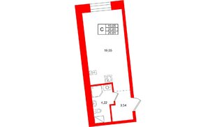 Квартира в ЖК «Бульвар Грина», студия, 26.81 м², 13 этаж
