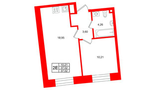 Квартира в ЖК «Бульвар Грина», 1 комнатная, 37.02 м², 3 этаж