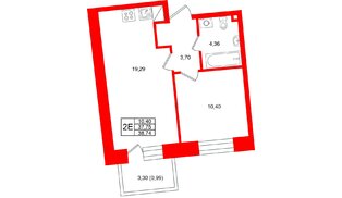 Квартира в ЖК «Бульвар Грина», 1 комнатная, 38.74 м², 4 этаж