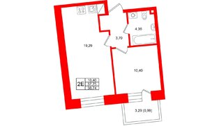 Квартира в ЖК «Бульвар Грина», 1 комнатная, 38.74 м², 15 этаж