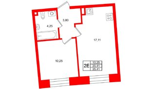 Квартира в ЖК «Бульвар Грина», 1 комнатная, 35.41 м², 3 этаж