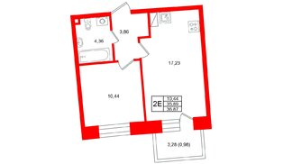 Квартира в ЖК «Бульвар Грина», 1 комнатная, 36.87 м², 4 этаж