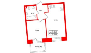 Квартира в ЖК «Бульвар Грина», 1 комнатная, 36.88 м², 7 этаж