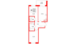 Квартира в ЖК «IQ», 2 комнатная, 58.01 м², 9 этаж