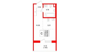 Квартира в ЖК «Айкью Гатчина», студия, 27.72 м², 2 этаж