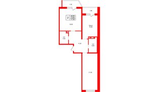 Квартира в ЖК «Тридевяткино Царство», 2 комнатная, 73.9 м², 2 этаж