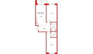 Квартира в ЖК «Расцветай в Янино», 2 комнатная, 68.36 м², 7 этаж