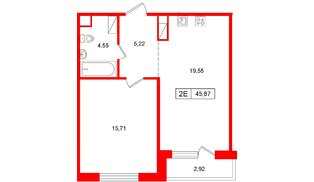 Квартира в ЖК «Расцветай в Янино», 1 комнатная, 44.91 м², 8 этаж