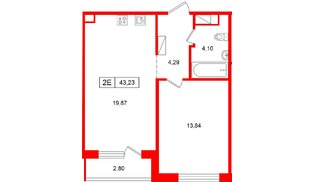 Квартира в ЖК «Расцветай в Янино», 1 комнатная, 43.5 м², 8 этаж