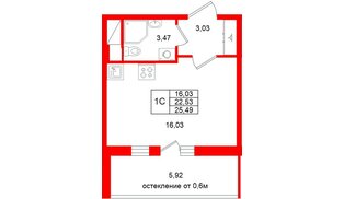 Квартира в ЖК «Город звёзд», студия, 22.53 м², 4 этаж