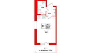 Квартира в ЖК «Город звёзд», студия, 24.56 м², 12 этаж