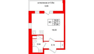 Квартира в ЖК «Город звёзд», студия, 24.71 м², 12 этаж