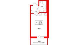 Квартира в ЖК «Город звёзд», студия, 24.56 м², 12 этаж