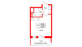 Квартира в ЖК «Город звёзд», студия, 22.58 м², 4 этаж