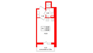 Квартира в ЖК «Город звёзд», студия, 24.42 м², 20 этаж