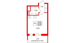 Квартира в ЖК «Город звёзд», студия, 22.58 м², 4 этаж