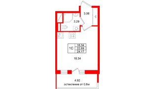 Квартира в ЖК «Город звёзд», студия, 22.69 м², 17 этаж