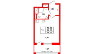 Квартира в ЖК «Город звёзд», студия, 22.62 м², 23 этаж