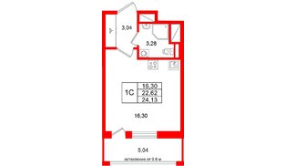 Квартира в ЖК «Город звёзд», студия, 22.62 м², 22 этаж
