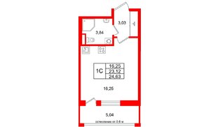 Квартира в ЖК «Город звёзд», студия, 23.12 м², 2 этаж