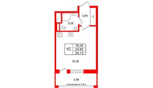 Квартира в ЖК «Город звёзд», студия, 22.62 м², 14 этаж