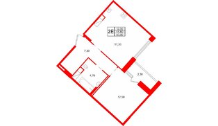 Квартира в ЖК «Ёлки вилладж», 1 комнатная, 41.8 м², 1 этаж