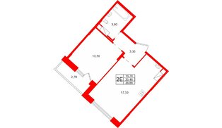 Квартира в ЖК «Ёлки вилладж», 1 комнатная, 35.4 м², 1 этаж