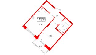 Квартира в ЖК «Ёлки вилладж», 1 комнатная, 37.5 м², 1 этаж