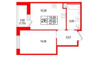 Квартира в ЖК «Сезоны», 1 комнатная, 41.77 м², 10 этаж
