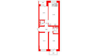 Квартира в ЖК «Итальянский Квартал», 3 комнатная, 72.3 м², 1 этаж