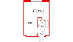 Апартаменты в ЖК «Космос Смарт Южный», студия, 27.52 м², 4 этаж