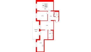 Квартира в ЖК «Брусника в Новоселье», 3 комнатная, 95.89 м², 9 этаж