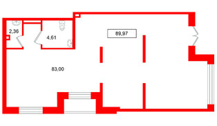 Помещение в ЖК Имена, 89.97 м², 1 этаж