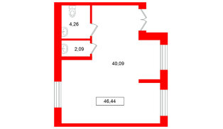 Помещение в ЖК Имена, 46.44 м², 1 этаж