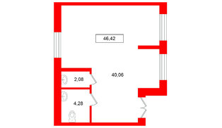Помещение в ЖК Имена, 46.42 м², 1 этаж