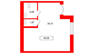 Помещение в ЖК Имена, 40.56 м², 1 этаж