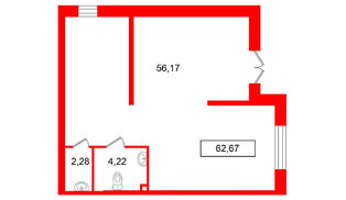 Помещение в ЖК Имена, 62.67 м², 1 этаж