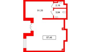 Помещение в ЖК Имена, 57.46 м², 1 этаж