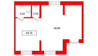 Помещение в ЖК Имена, 54.76 м², 1 этаж