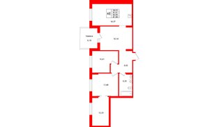Квартира в ЖК «Брусника в Новоселье», 3 комнатная, 87.99 м², 9 этаж